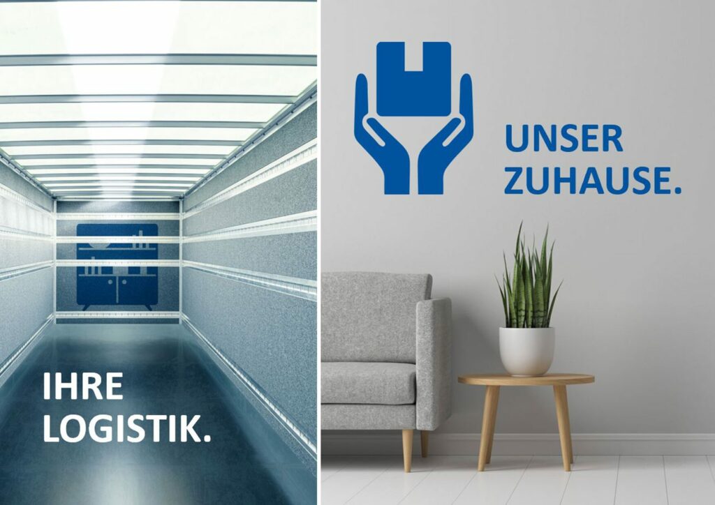 Abbildung von REBER Logistik Bild mit dem Slogan Ihre Logistik. Unser Zuhause.