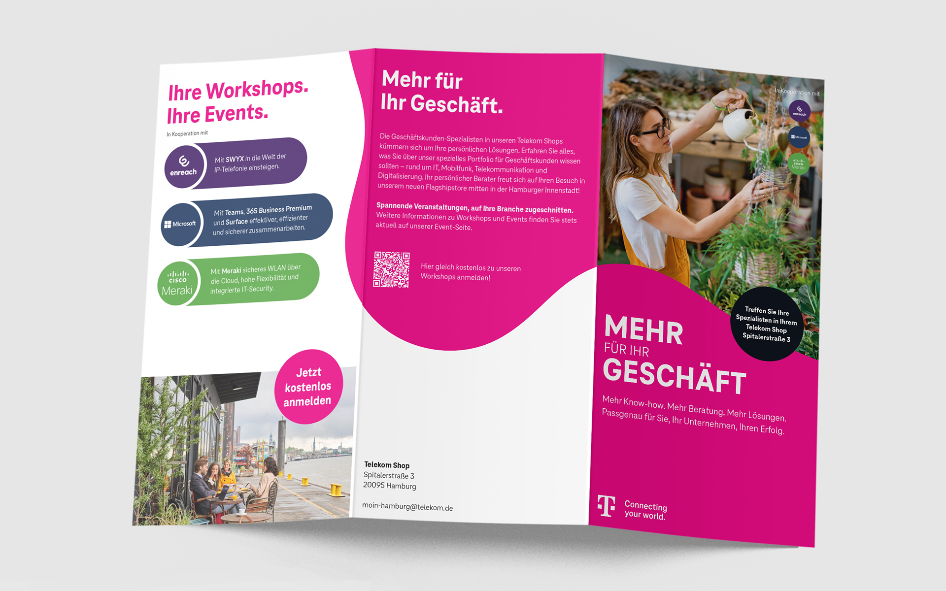 Ein Promotionflyer zum Telekom Markenmacht Event in Hamburg