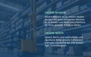 Eine Grafik zur Verdeutlichung der Mission und Werte für MT Logistik.