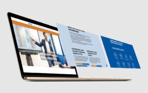 Abbildung eines Laptops mit REBER Logistik Website gestaltet von Marketingagentur für Logistik Get the Point.