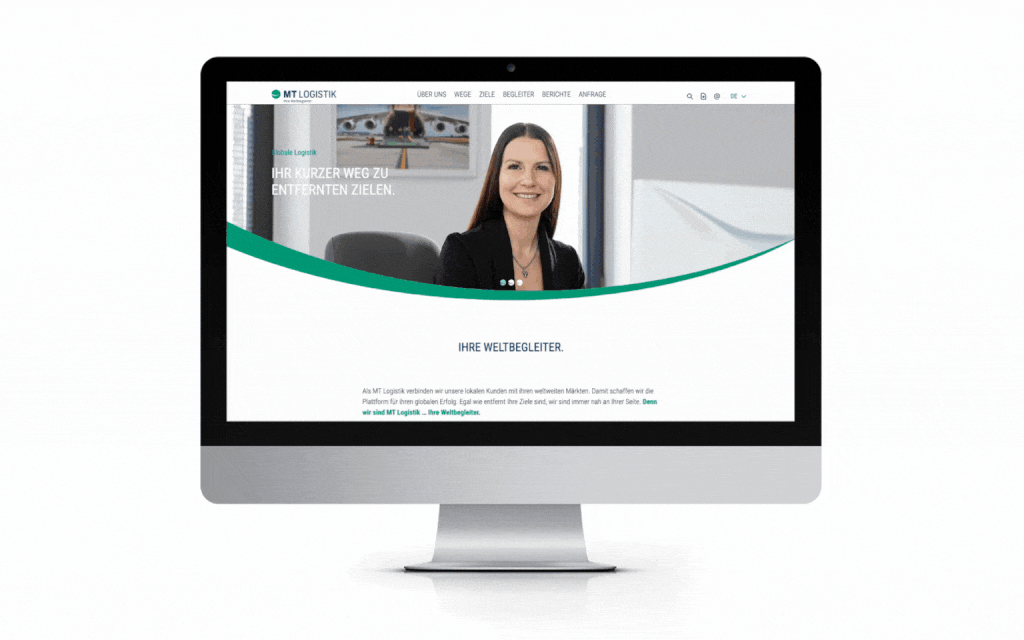 Abbildung eines Computers mit MT Logistik Website
